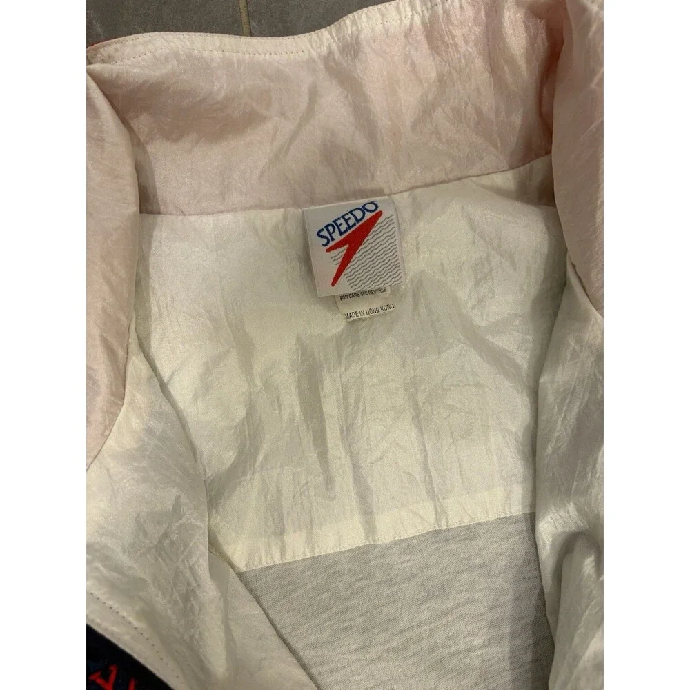 NYAC New York Athletic Club Swim Team Speedo Red White Zip Windbreaker XL
